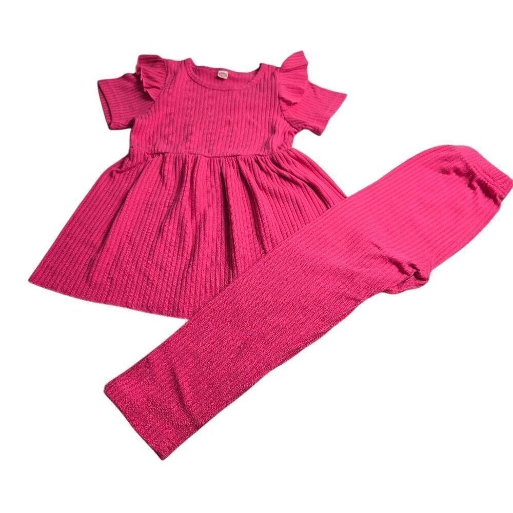 Pink Ribbed Matching outfit 130 5/6